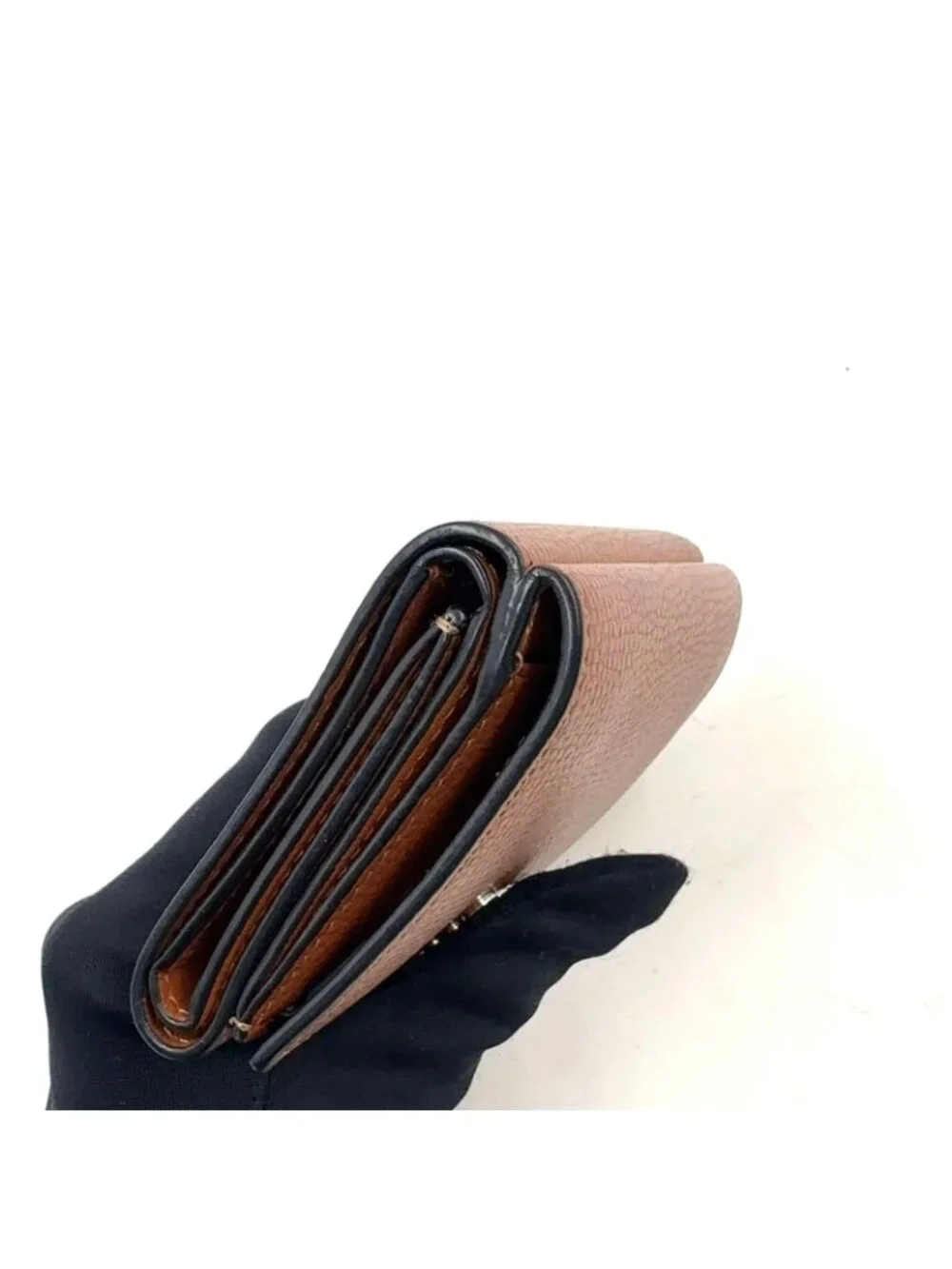 Loewe Anagram Trifold Wallet Compact Leather Brown Silver